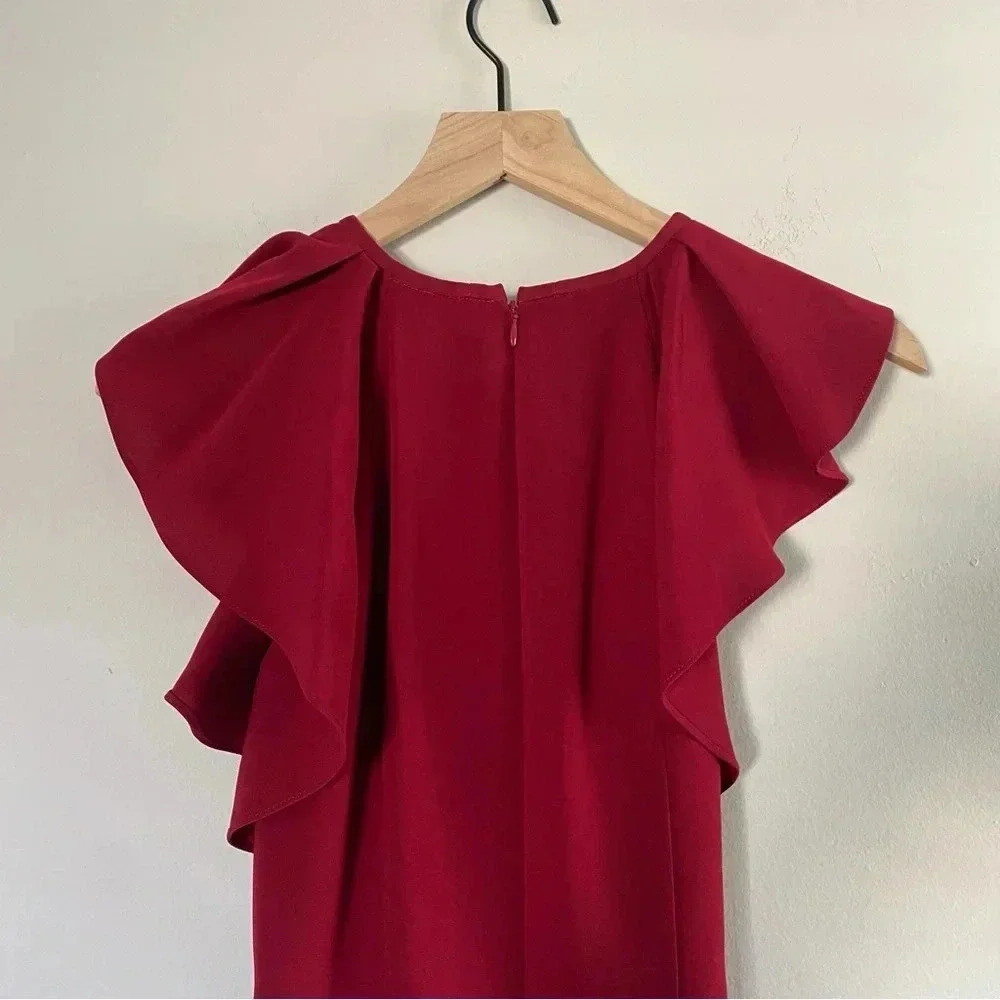 Shoshanna Red Ruffle Shoulder Mini Pencil Dress 6 - Picture 4 of 6